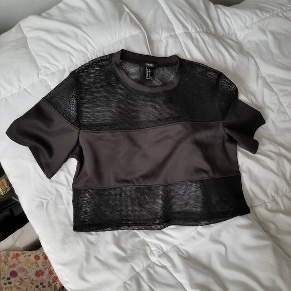 Forever 21 Tops - CLOSET CLEANOUT! F21 Mesh Black Crop Top size S